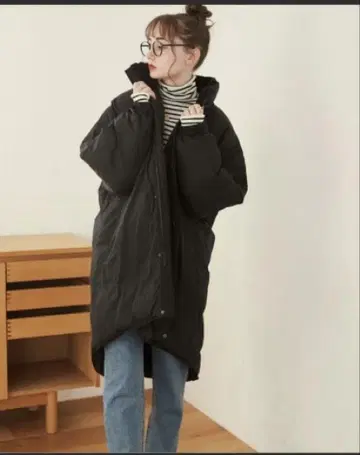 ANGIE 몬스터 롱 코트 오버 사이즈 충전솜 코트 프리 사이즈 블랙