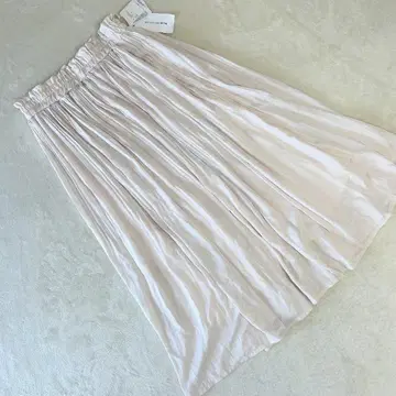 레이 카즌 롱 플리츠 스커트 허리밴딩 새상품 택