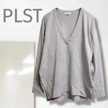 k [플라스테] 티셔츠/새상품급 V넥 루즈핏 레이어드 체형 커버 긴팔