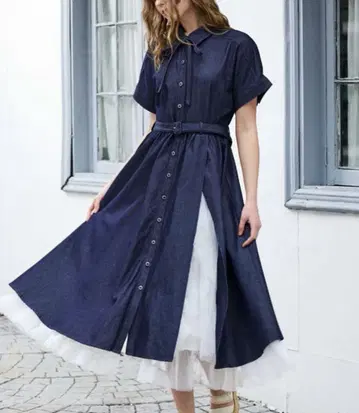Riu Tulle docking denim dress
