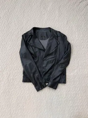 Lasse 블랙 가죽 라이더 자켓