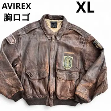 빅 사이즈 XL 아비렉스 플라이트 자켓 A-2 와펜 가슴 로고