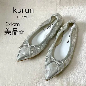 레어 kurun TOKYO 샤이니 드롭 도트 플랫 발레 슈즈