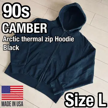 90s CAMBER 써멀 라이너 지퍼 후드티 캠버 블랙 USA