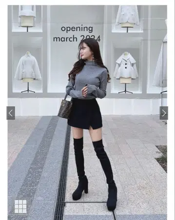 그레일 GRL 청키힐 니하이 부츠 블랙