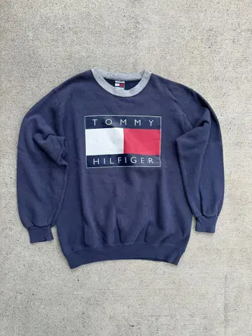 90s 타미힐피거 맨투맨 USA제 짧은 기장