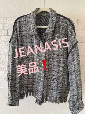 새상품급 JEANASIS 체크 무늬 프린지 자켓 리버서블 타입