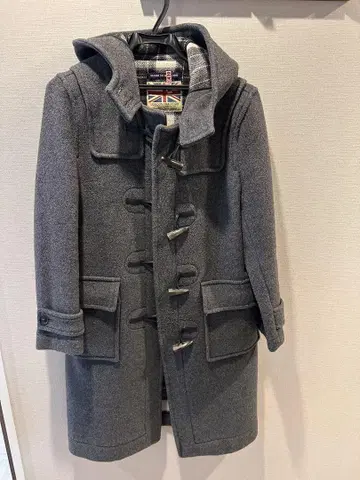 그레이 더플 코트 후드 부착