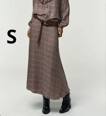 ZARA 자라 벨트 체크 무늬 스커트 새상품, 미사용