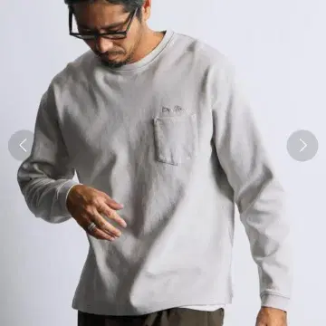 더퍼 분또 소재 피그먼트 가공 롱 슬리브 T셔츠 L