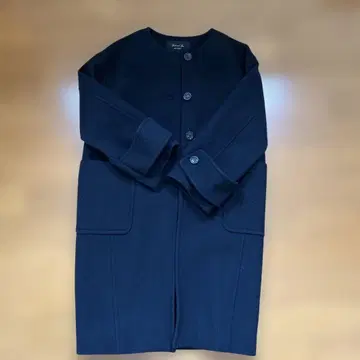 Stack and Stan 블랙 노카라 롱 코트