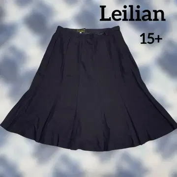 Leilian 네이비 플레어 스커트 무릎 기장 플리츠