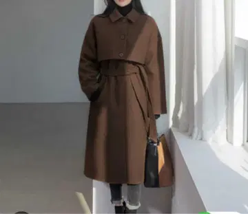 블랙 롱 코트 벨트 포함