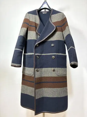 뷰티풀피플 일본제 가죽 사용 노카라 울 코트