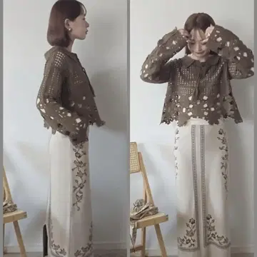 [인기] yuu 콜라보 시스루 니트 풀오버 진한 연한 주황 컬러.