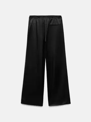 ZARA 사이드 라인 새틴 와이드 팬츠 블랙 x 화이트 M 사이즈