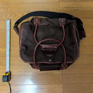 브라운 캔버스 가죽 보스턴 백