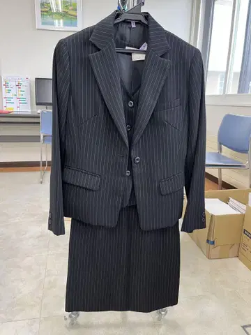 블랙 스트라이프 비즈니스 정장 상하의 세트