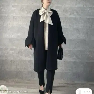 Keep my close 촉촉 착용 노카라 코트 블랙 free