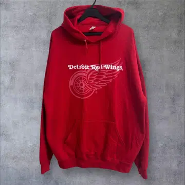 US 구제 의류 저지 레드 윙 후드티 XL 레드