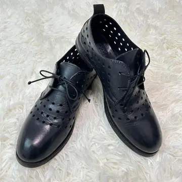 모마 가죽 레이스업 슈즈 블랙 23cm 펀칭 여성용