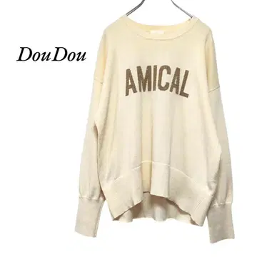 새상품급! DouDou 라메 인터샤 로고 니트 화이트 두두