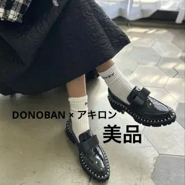 [ 새상품급 ] DONOBAN x 아키론 콜라보 펄 리본 로퍼 통굽 XL