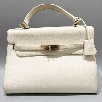 새상품급 SAPEL 백 핸드백 켈리형 화이트 가죽 여성용