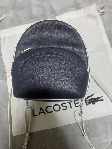 LACOSTE 네이비 가죽 백팩
