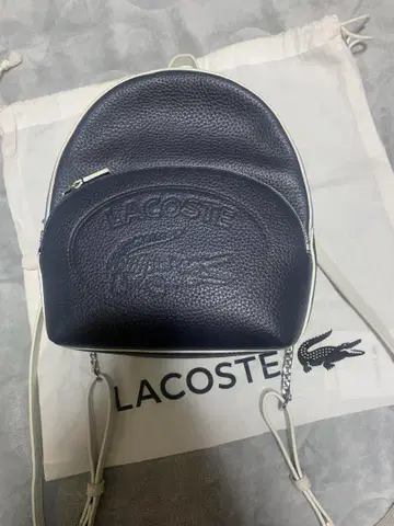LACOSTE 네이비 가죽 백팩