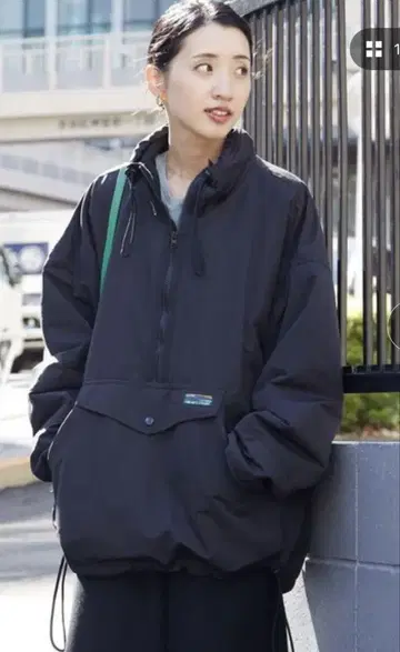 프릭스스토어 안감 플리스 아노락 후드티 하프 지퍼 풀오버