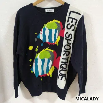 MICALADY 물고기 디자인 긴팔 스웨터 M