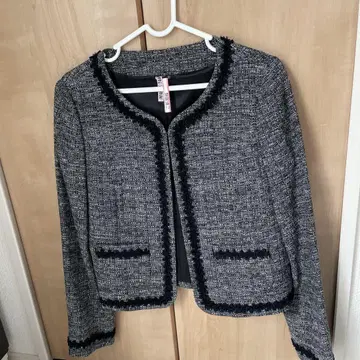 ELLE 노카라 트위드 자켓 스커트 세트