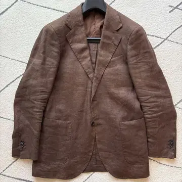 브라운 린넨 테일러드 자켓