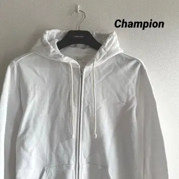 Champion 지퍼 후드 맨투맨 화이트 L