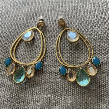 스와로브스키 swarovski 엘레강트한 파랑과 그린 스톤 귀걸이
