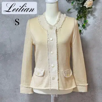 Leilian 레리안 노카라 니트 자켓 가디건 트위드