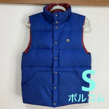 볼컴 슬리브리스 다운 베스트 S 사이즈 파랑 빨간색