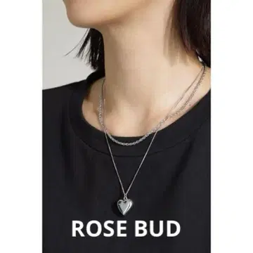 ROSE BUD 실버 하트형 2단풍 펜던트 목걸이