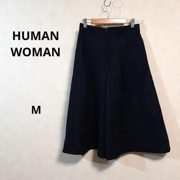 휴먼 우먼 스트라이프 패턴 와이드 팬츠 다크 네이비 M /125