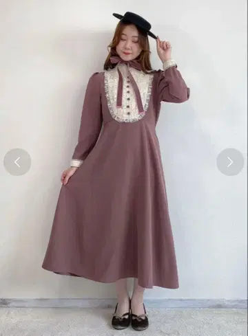 an another angelus 클레릭 레이스 요크 절개 롱 원피스