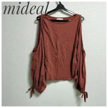 [ 새상품급 ] mideal 마이딜 오픈 숄더 긴팔 오렌지 빨간색 크림슨