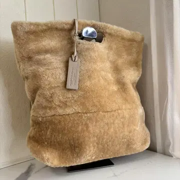 [ 새상품급 ] MARCO MASI 퍼 2way 토트 클러치 카멜