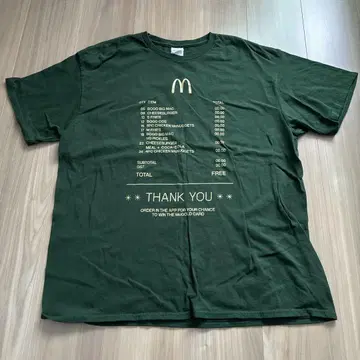 맥도날드 메뉴 T셔츠 XL 다크 그린