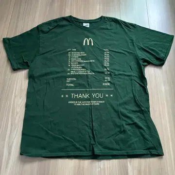 맥도날드 메뉴 T셔츠 XL 다크 그린