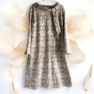 보타이 포함 이탈리아제 자카드 A라인 원피스 L~XL 상당 핸드메이드