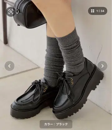 CHICO 통굽 레이스업 로퍼 M 블랙