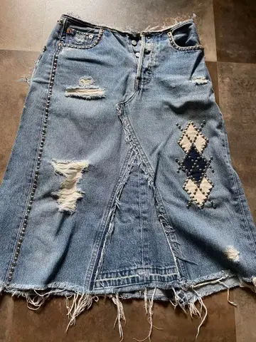 리바이스 리메이크 데님 스터드 스커트