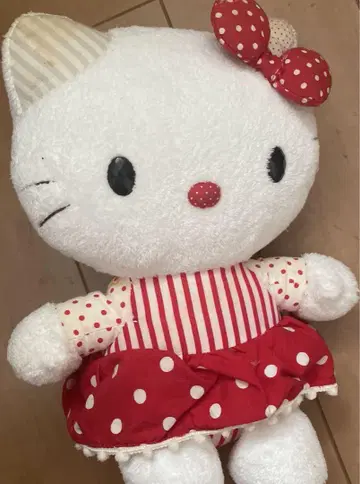 키티 봉제 인형 도트 체크 레어