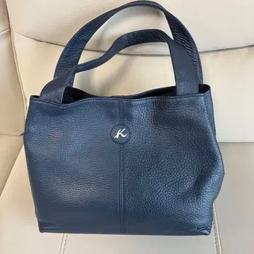 키타무라 네이비 가죽 핸드백